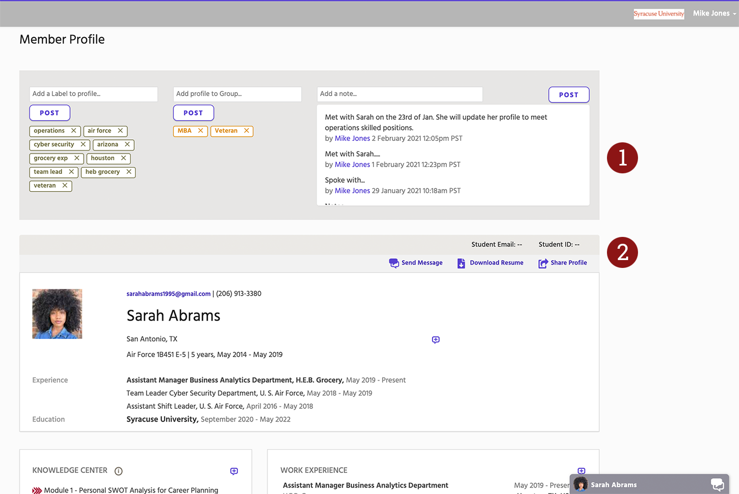 Compass UI screenshot - Member Passport - Labels and Groups